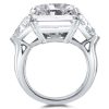 Radiant Cut Three Stone Engagement Ring in Rhodium-Plated Sterling Silver