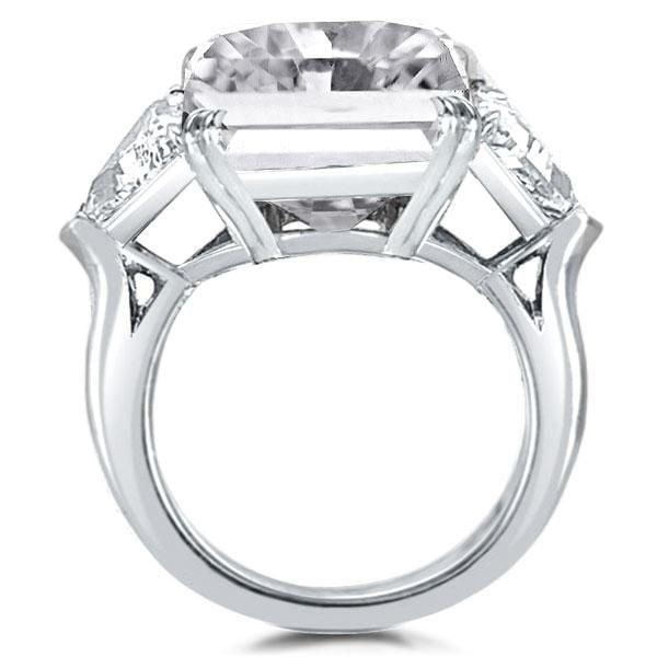 Radiant Cut Three Stone Engagement Ring in Rhodium-Plated Sterling Silver