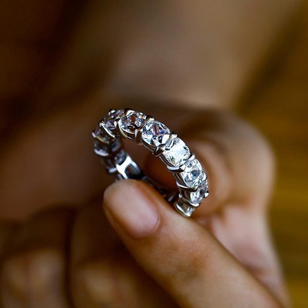 Cushion Cut White Sapphire Bridal Set - 925 Sterling Silver
