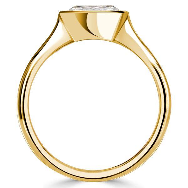 Bezel Set Oval Cut Cubic Zirconia Engagement Ring - 18K Gold Plated Sterling Silver Travel Wedding Band