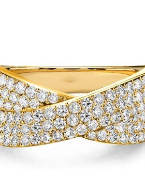 Pave Crossover Criss-Cross Ring - 925 Sterling Silver Wedding Band (0.99 CT. TW.)