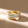 Pave Crossover Criss-Cross Ring - 925 Sterling Silver Wedding Band (0.99 CT. TW.)