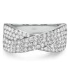 Pave Crossover Criss-Cross Ring - 925 Sterling Silver Wedding Band (0.99 CT. TW.)