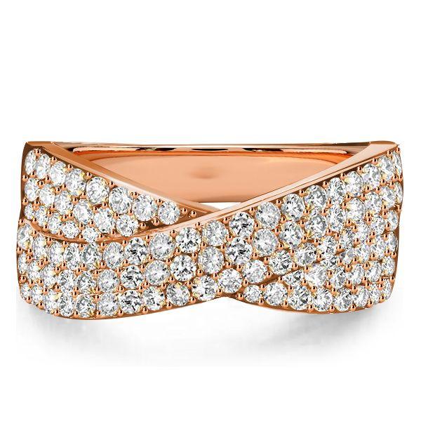 Pave Crossover Criss-Cross Ring - 925 Sterling Silver Wedding Band (0.99 CT. TW.)