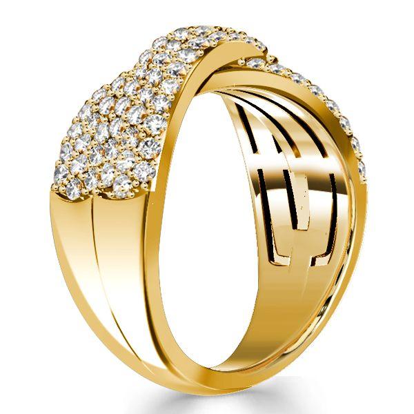 Pave Crossover Criss-Cross Ring - 925 Sterling Silver Wedding Band (0.99 CT. TW.)