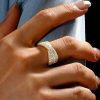 Pave Crossover Criss-Cross Ring - 925 Sterling Silver Wedding Band (0.99 CT. TW.)