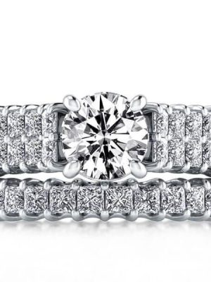 Sterling Silver Wedding Band for Princess Cut Engagement Rings