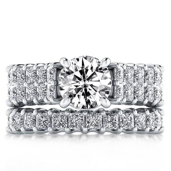 Sterling Silver Wedding Band for Princess Cut Engagement Rings