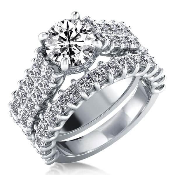 Sterling Silver Wedding Band for Princess Cut Engagement Rings