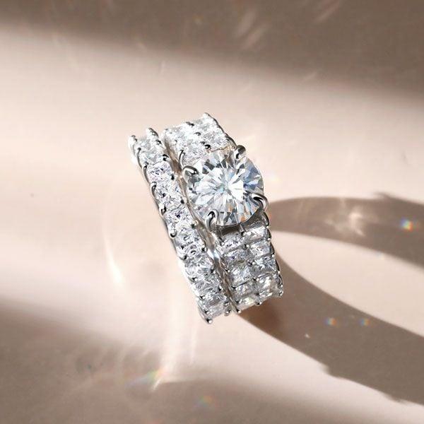 Sterling Silver Wedding Band for Princess Cut Engagement Rings