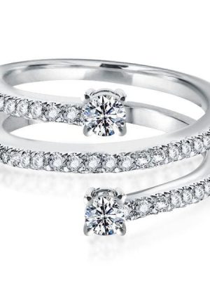 Sterling Silver Half Eternity Band with Spiral Design and Round Cut Stones (2.23 CTW)