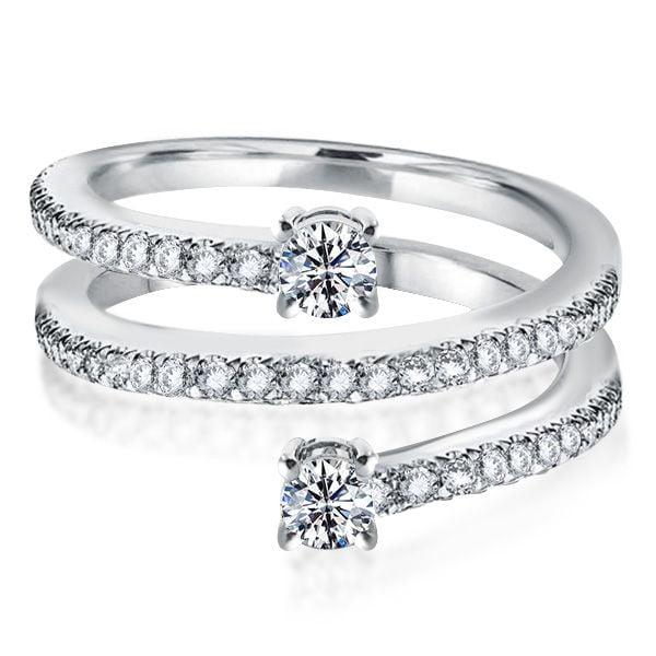 Sterling Silver Half Eternity Band with Spiral Design and Round Cut Stones (2.23 CTW)