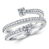 Sterling Silver Half Eternity Band with Spiral Design and Round Cut Stones (2.23 CTW)