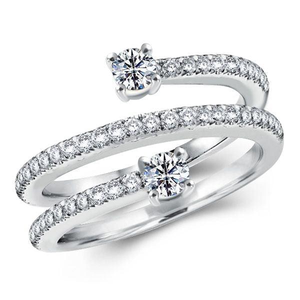 Sterling Silver Half Eternity Band with Spiral Design and Round Cut Stones (2.23 CTW)