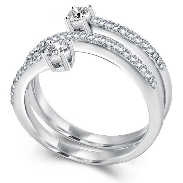 Sterling Silver Half Eternity Band with Spiral Design and Round Cut Stones (2.23 CTW)
