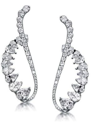 Luxury Pear Cut Cuff Earrings in 925 Sterling Silver with 8.35 CT. TW.
