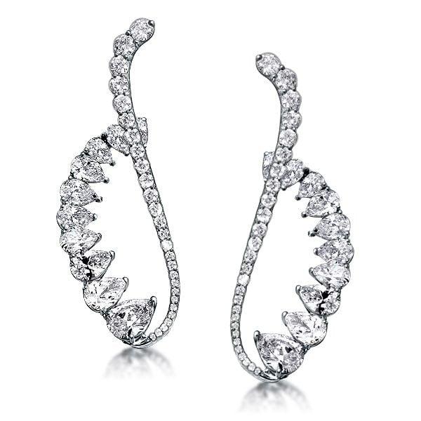 Luxury Pear Cut Cuff Earrings in 925 Sterling Silver with 8.35 CT. TW.