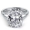 Oval Created White Sapphire Engagement Ring with Split Shank Setting in Sterling Silver
