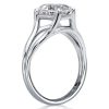 Oval Created White Sapphire Engagement Ring with Split Shank Setting in Sterling Silver