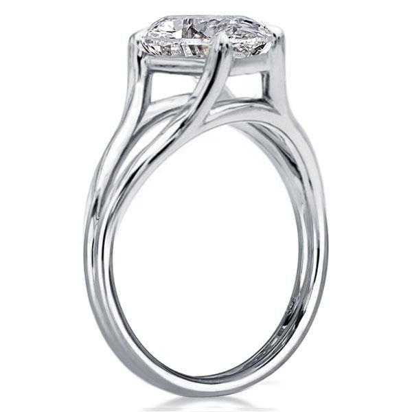 Oval Created White Sapphire Engagement Ring with Split Shank Setting in Sterling Silver