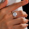 Oval Created White Sapphire Engagement Ring with Split Shank Setting in Sterling Silver