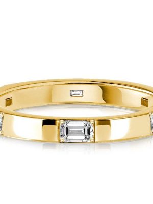 Golden Emerald Cut Eternity Band - 18K Gold Plated Stackable Ring (0.60 CT. TW.)