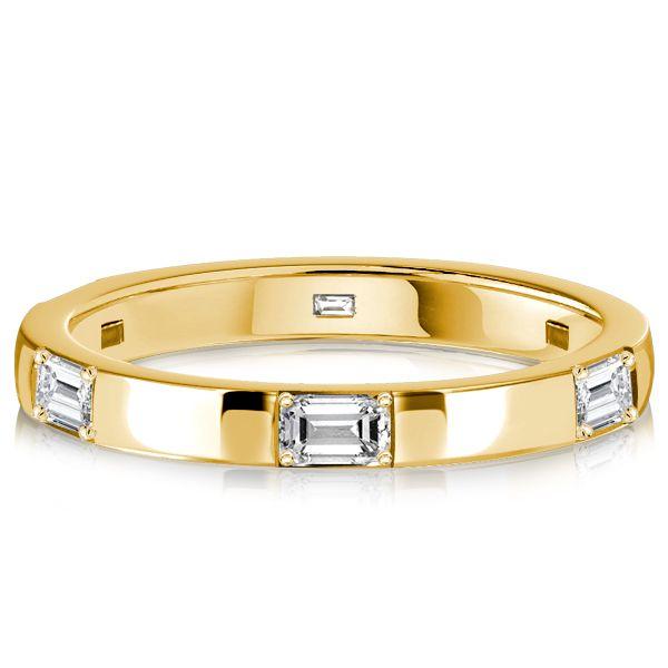 Golden Emerald Cut Eternity Band - 18K Gold Plated Stackable Ring (0.60 CT. TW.)