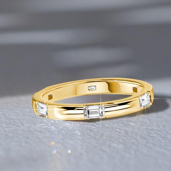 Golden Emerald Cut Eternity Band - 18K Gold Plated Stackable Ring (0.60 CT. TW.)