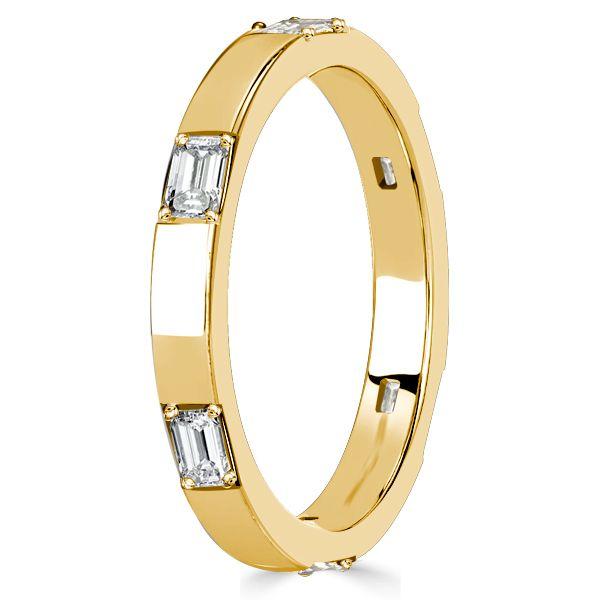 Golden Emerald Cut Eternity Band - 18K Gold Plated Stackable Ring (0.60 CT. TW.)
