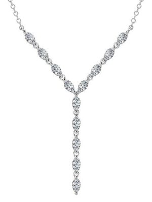 Marquise Cut Lariat Necklace Pendant in 925 Sterling Silver for Women