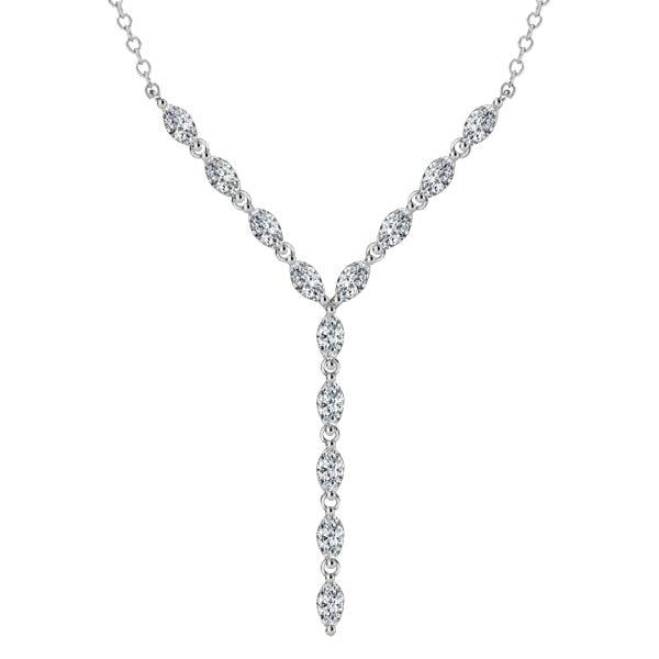 Marquise Cut Lariat Necklace Pendant in 925 Sterling Silver for Women