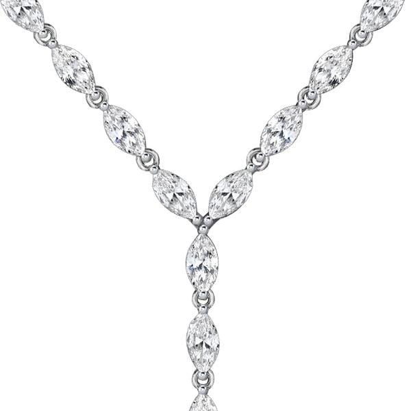 Marquise Cut Lariat Necklace Pendant in 925 Sterling Silver for Women