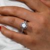 Sapphire Bypass Ring - Sterling Silver, Simulated Gemstone, Elegant Design