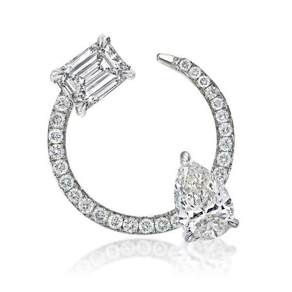 Pear & Emerald Cut Sterling Silver Open Hoop Earrings (3.80 CTW)