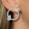Pear & Emerald Cut Sterling Silver Open Hoop Earrings (3.80 CTW)