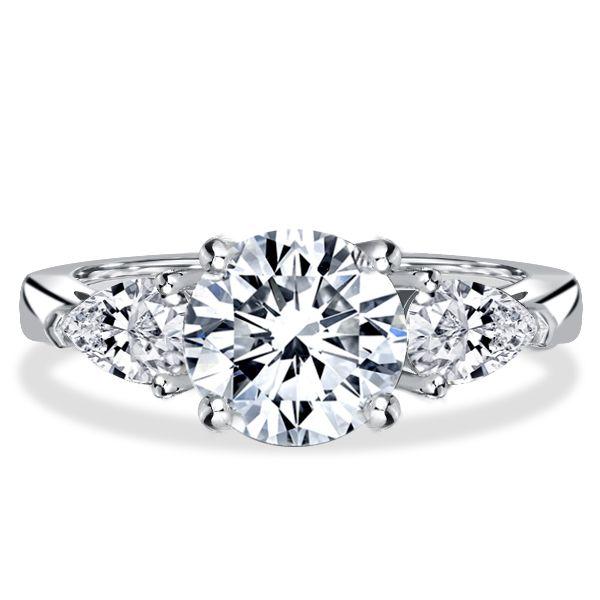 Sterling Silver Round & Pear Cut Three Stone Engagement Ring - 3.00 CT. TW.