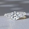 Sterling Silver Round & Pear Cut Three Stone Engagement Ring - 3.00 CT. TW.
