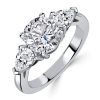 Sterling Silver Round & Pear Cut Three Stone Engagement Ring - 3.00 CT. TW.