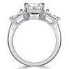 Sterling Silver Round & Pear Cut Three Stone Engagement Ring - 3.00 CT. TW.