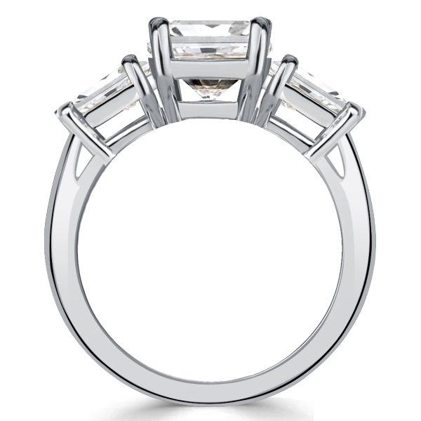 Sterling Silver Round & Pear Cut Three Stone Engagement Ring - 3.00 CT. TW.