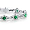 Emerald Green Halo Tennis Bracelet in Sterling Silver (Round Cut)