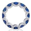 Oval Created Sapphire Wedding Band in 925 Sterling Silver with Rhodium Finish
