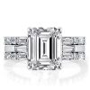 Classic Solitaire Created White Sapphire 3-Piece Wedding Ring Set in Rhodium-Plated Sterling Silver