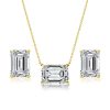 Emerald Cut Necklace & Stud Earrings Set - 18K Gold Plated Sterling Silver