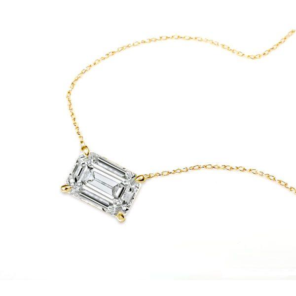 Emerald Cut Necklace & Stud Earrings Set - 18K Gold Plated Sterling Silver