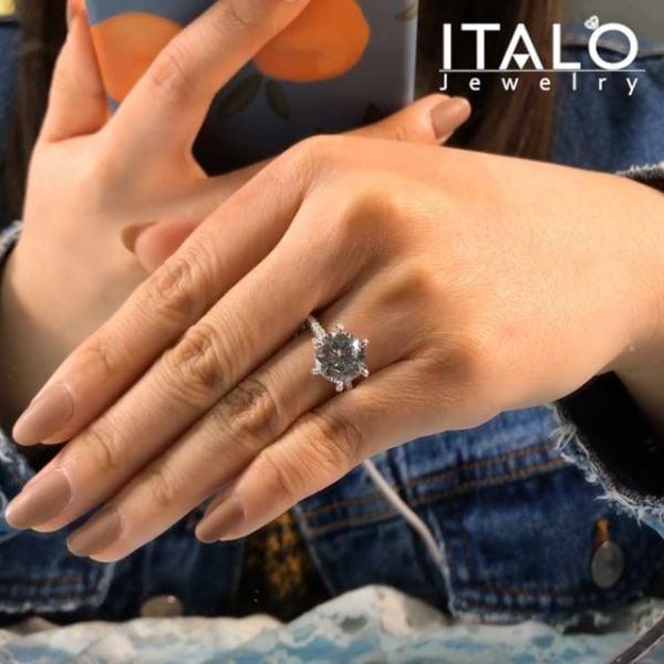 3.00 CT. Center Stone Hidden Halo Ring in Rhodium Plated 925 Sterling Silver