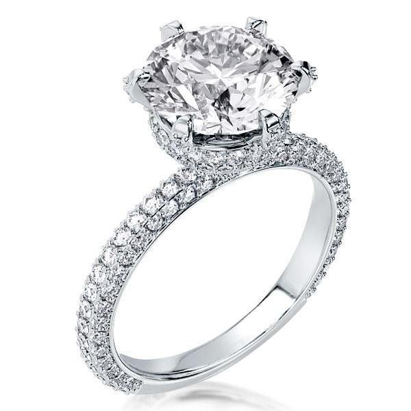 3.00 CT. Center Stone Hidden Halo Ring in Rhodium Plated 925 Sterling Silver