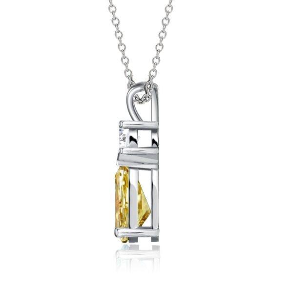 Teardrop Yellow Topaz Necklace in Rhodium-Plated Sterling Silver