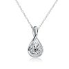 White Sapphire Round Cut Drop Pendant Necklace - 925 Sterling Silver (Various Lengths & Finishes)
