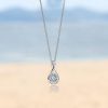 White Sapphire Round Cut Drop Pendant Necklace - 925 Sterling Silver (Various Lengths & Finishes)